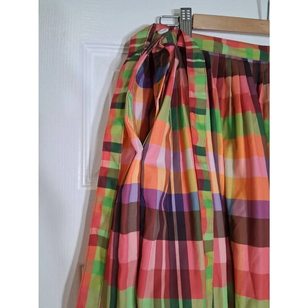 Womens large psychedelic handmade long maxi skirt orange green with pockets